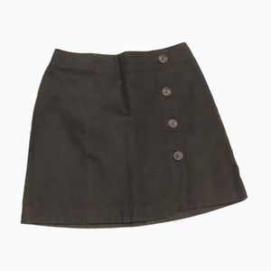 Black Twill Button-up Wrap Skirt